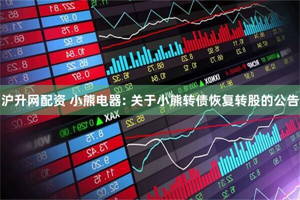 沪升网配资 小熊电器: 关于小熊转债恢复转股的公告