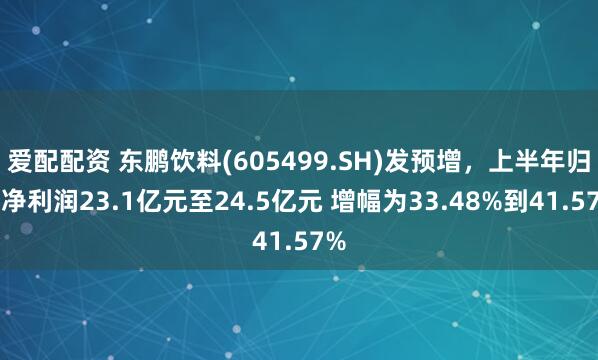爱配配资 东鹏饮料(605499.SH)发预增，上半年归母净利润23.1亿元至24.5亿元 增幅为33.48%到41.57%